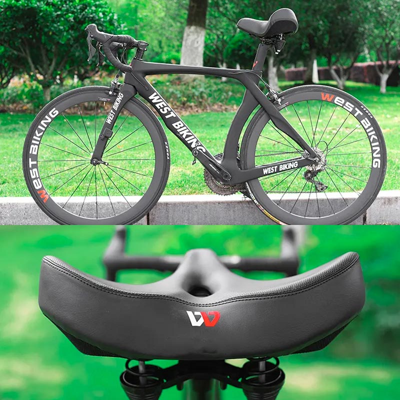 Ergonomisk bred cykelsadel med extra vaddering för bekväm cykling