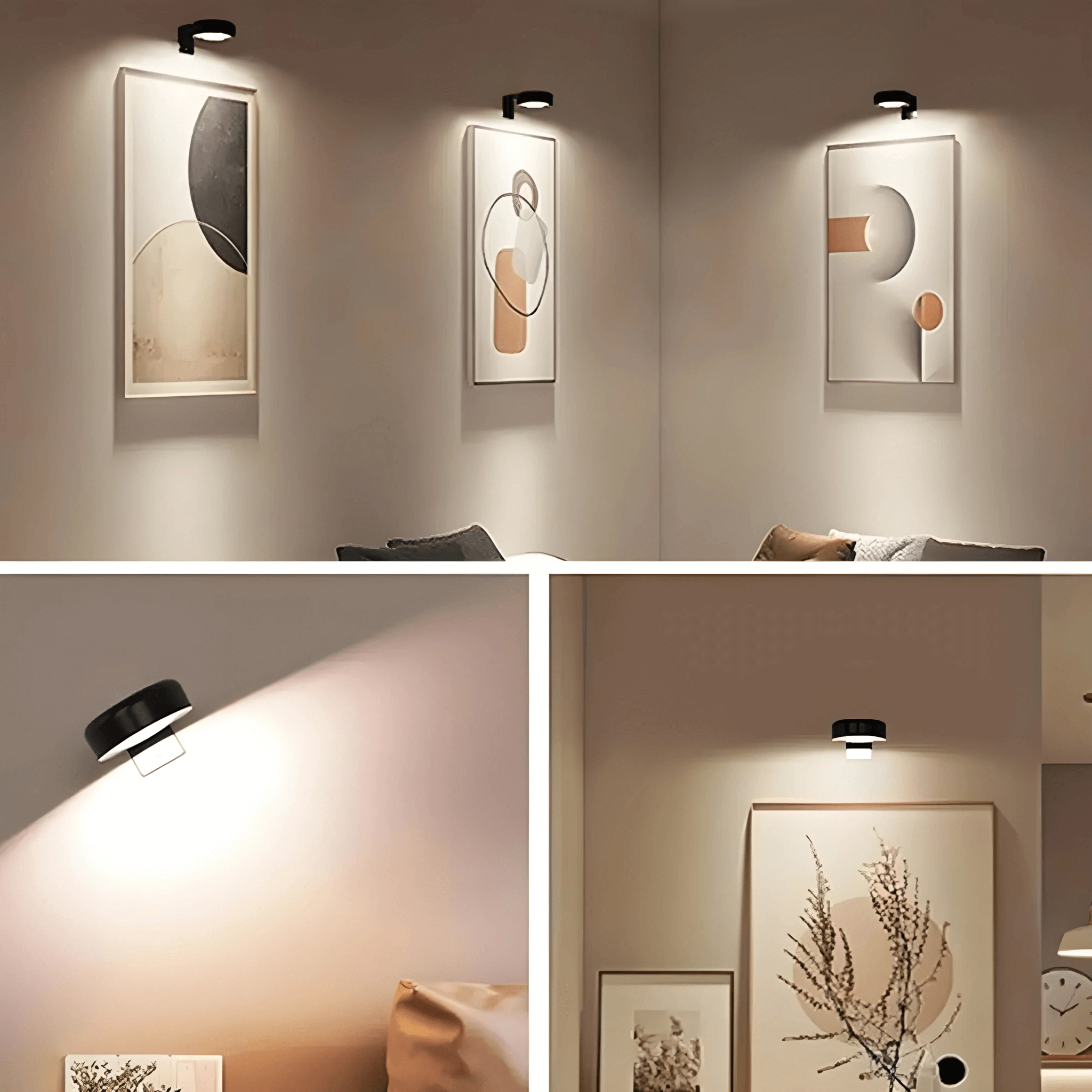 LINA – 2-pack LED Vägglampor i Svart & Guld med 13 Färglägen, Magnetfäste & Fjärrkontroll