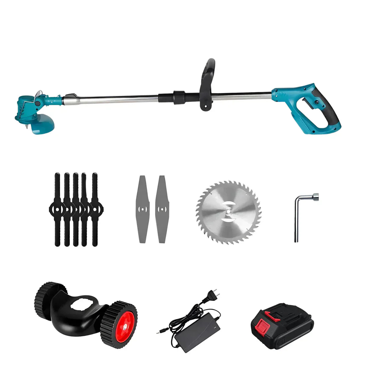 Trådlös & Hopfällbar Grästrimmer 36V – Justerbar Höjd, Hjul & 3 Bladtyper-trimmer-VaruZ-Hemnix