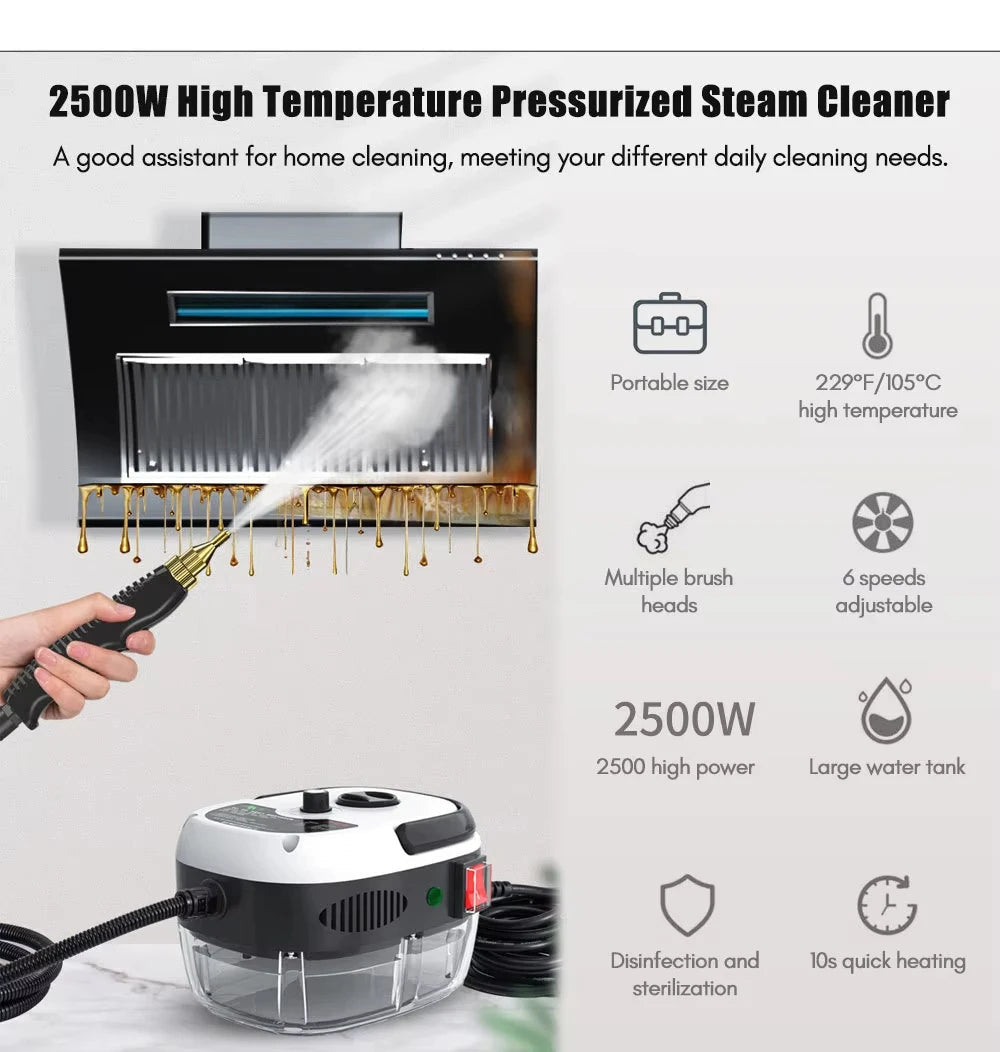 2500w Ångtvätt med högtryck - 6 nivåer för hemmet och köket Carvallo