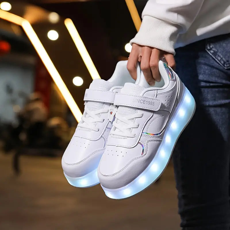 GlowSkate – Lysande Rstickad strukturskor för Aktiva Barn
