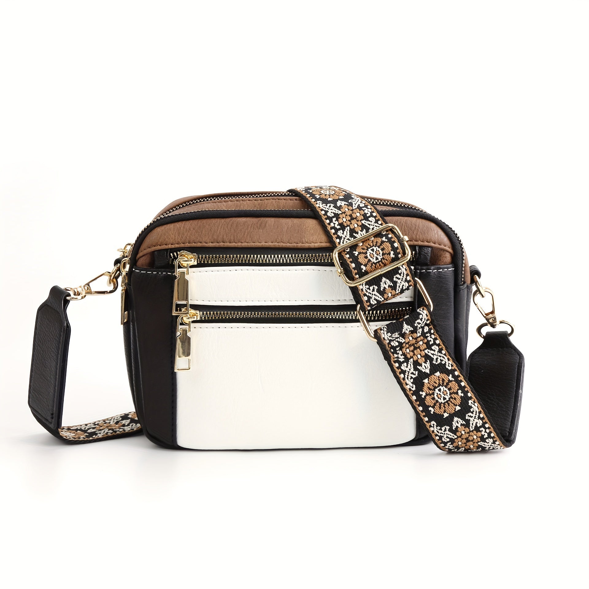 "Elegant boho crossbody-väska i PU-läder för damer, justerbar rem, djurvänlig med vintage och modern look."