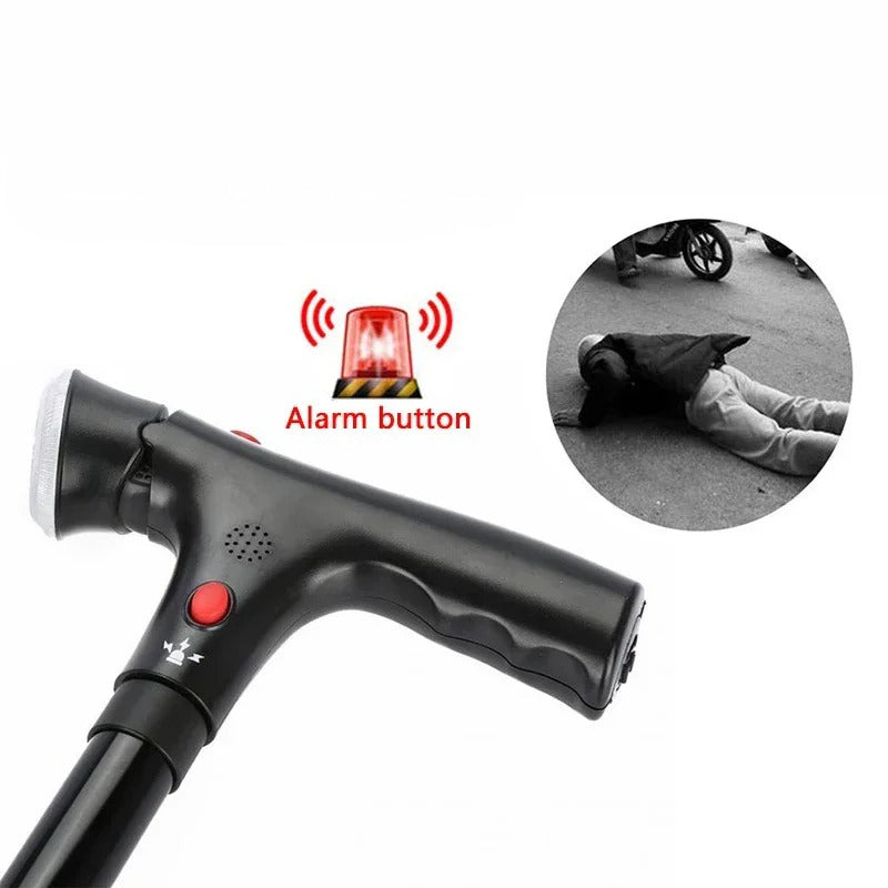 Ihopfällbar Käpp med dubbla handtag, alarm & lampa-Hemnix-Hemnix