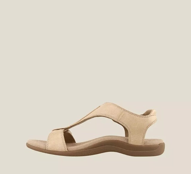 "Kvinnors svarta ortopediska sandaler: vintage stil, syntetiska, antiskid, med justerbar rem och komfortsula."