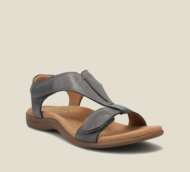"Kvinnors svarta ortopediska sandaler: vintage stil, syntetiska, antiskid, med justerbar rem och komfortsula."