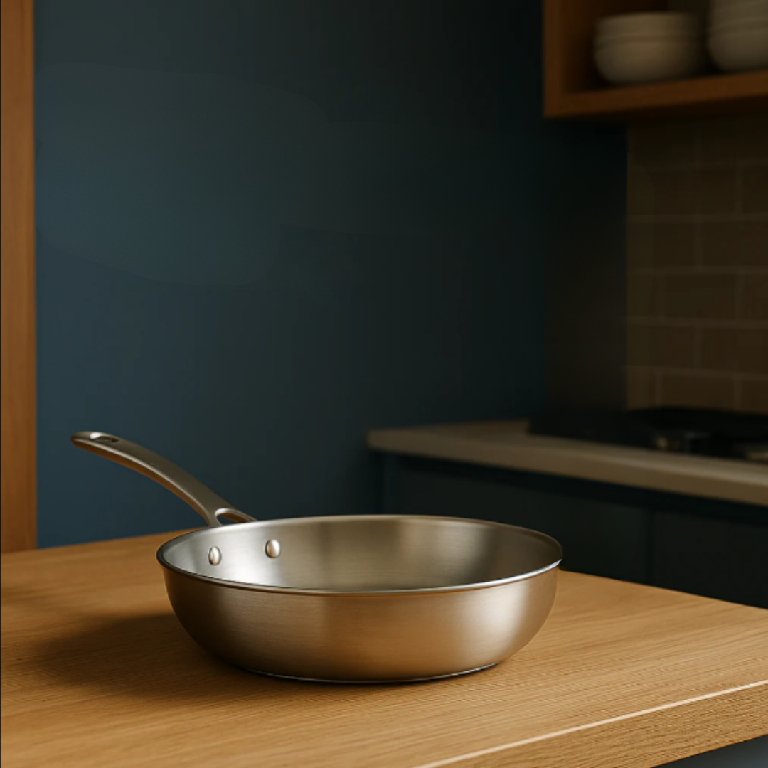 Induktionskärl i titan med hammarslagfinish – hållbara och stiliga kärl i metallic silver
