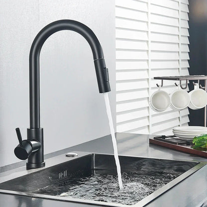 Royallure Touch-Sensor Utdragbar Kökspip – Handsfree Flöde, Svängbar Spruta & Germ-Säker Carvallo