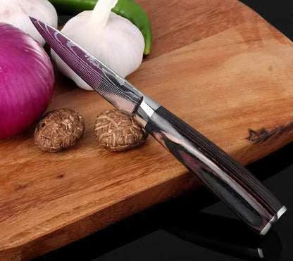 Knivset 6-pack – Premium köksknivar i rostfritt stål med Damascus-inspirerad design