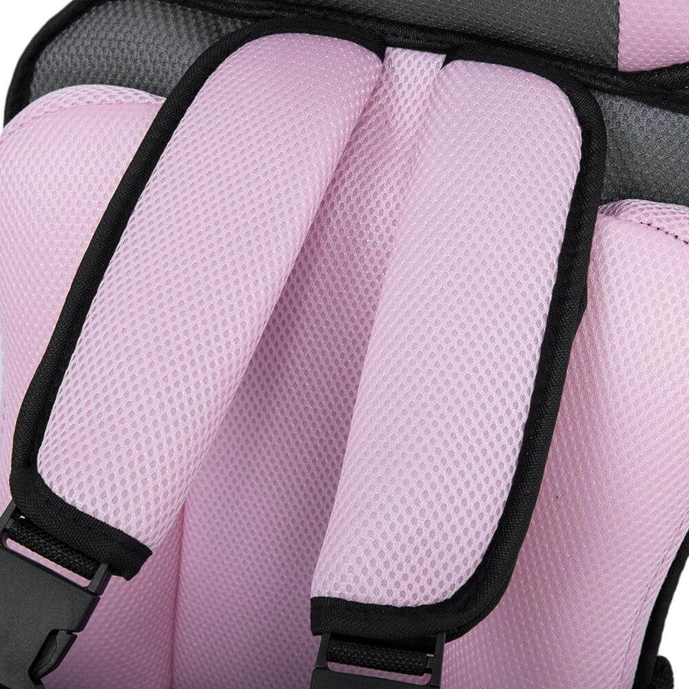 Rosa Kindersitz mit Sicherheitsgurten, atmungsaktives Material, Autositz Zubehör.