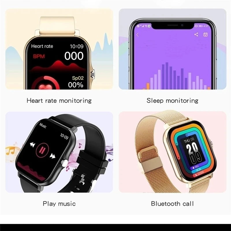 Digital Smart Watch för Män & Kvinnor Med Bluetooth Samtal, Full Touch Skärm, Fitness & Sport Tracker Carvallo