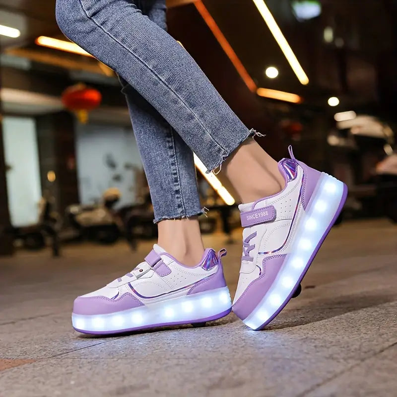 GlowSkate – Lysande Rstickad strukturskor för Aktiva Barn