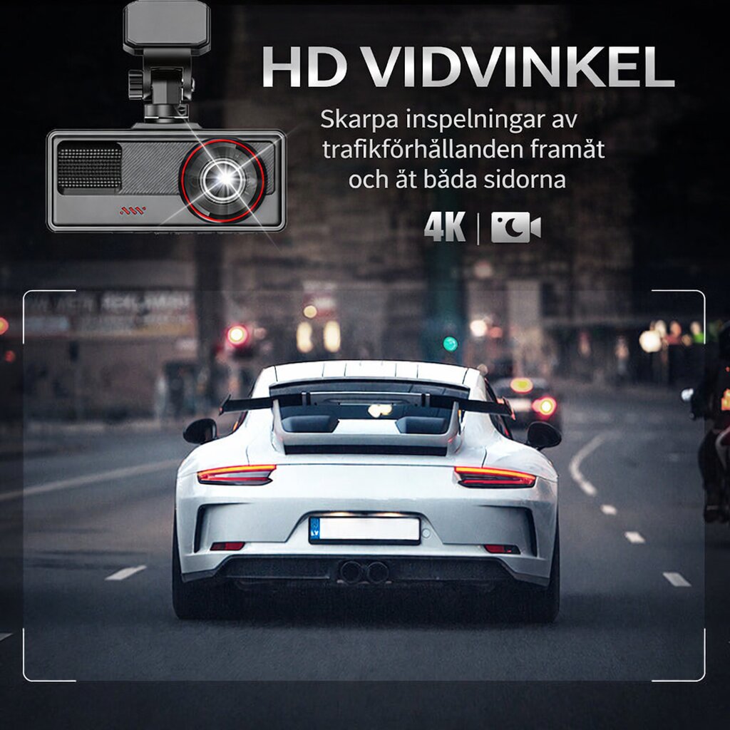 Dashcam fram och bak | Backkamera med app och nattvision | VägVakt