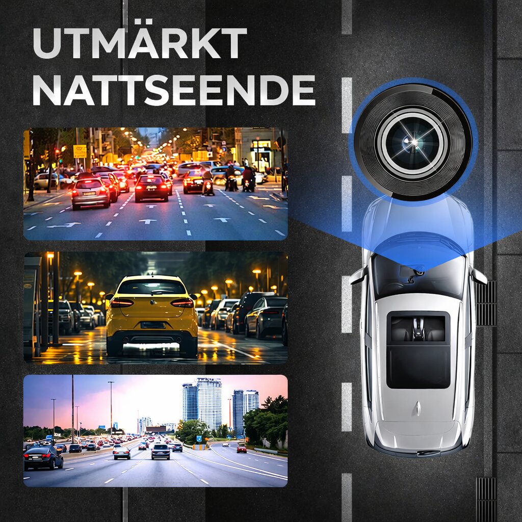 Dashcam fram och bak | Backkamera med app och nattvision | VägVakt