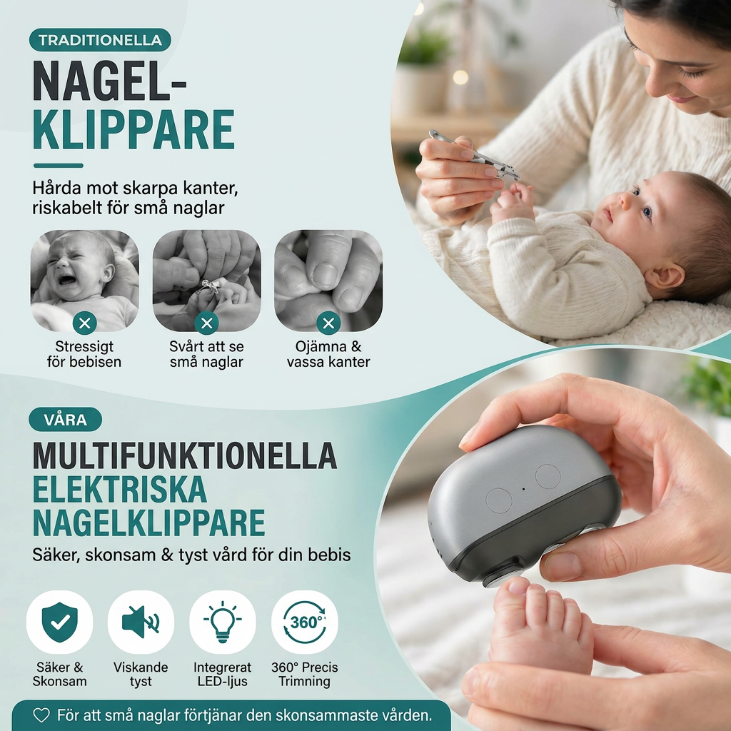 Nagelklippare med LED ljus | Elektrisk nageltrimmer för tånaglar | Klippglöd