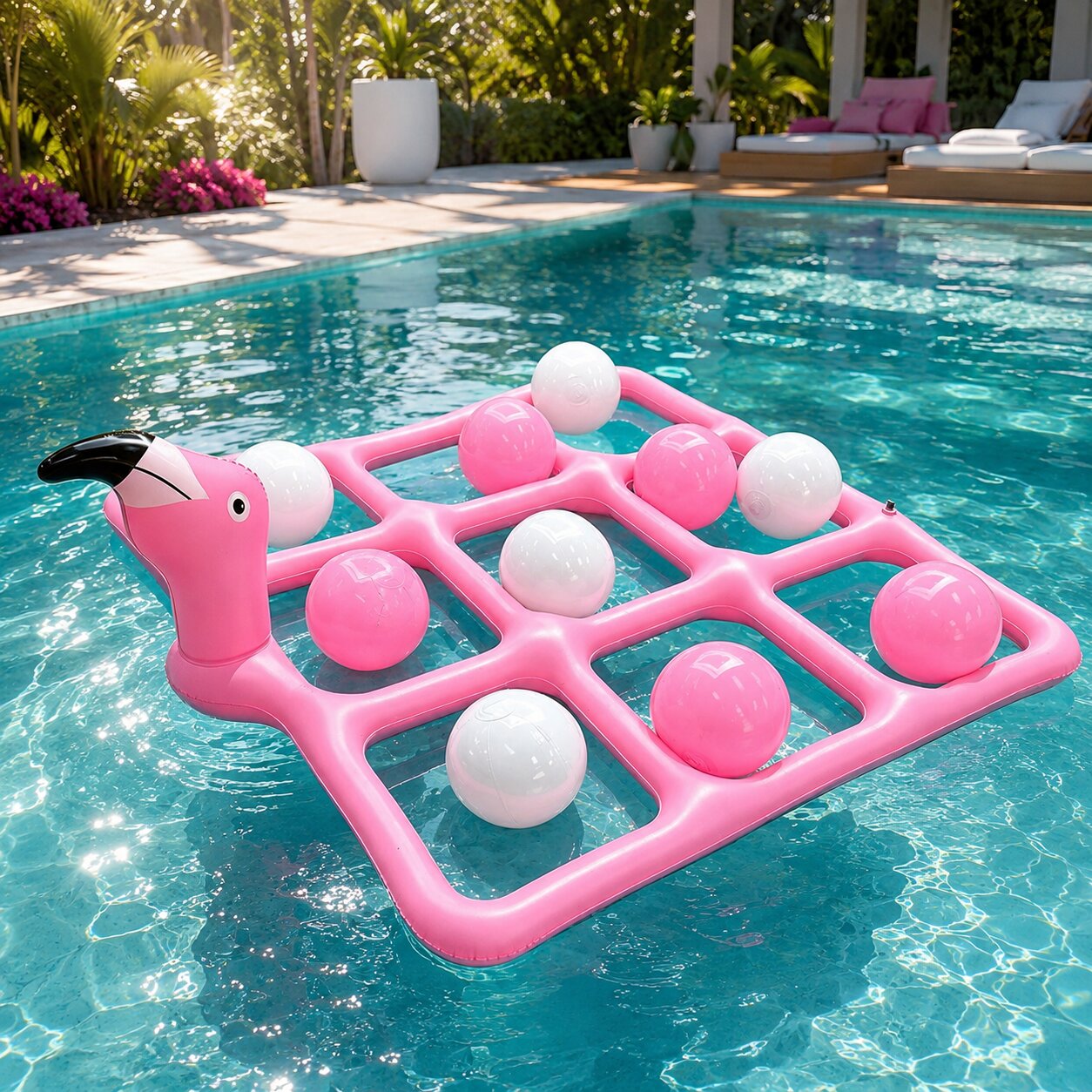 Flamingo badmadrass med poolspel | Flaminga