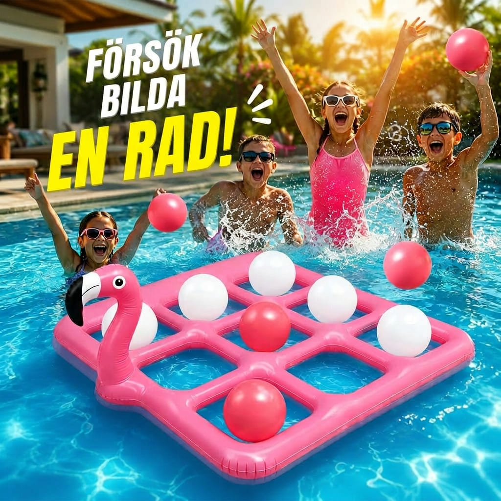 Flamingo badmadrass med poolspel | Flaminga