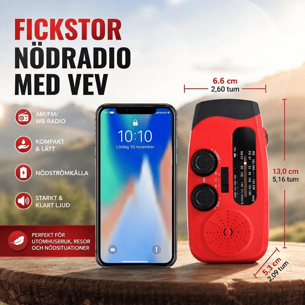 Nödradio med solcell | Räddfyr