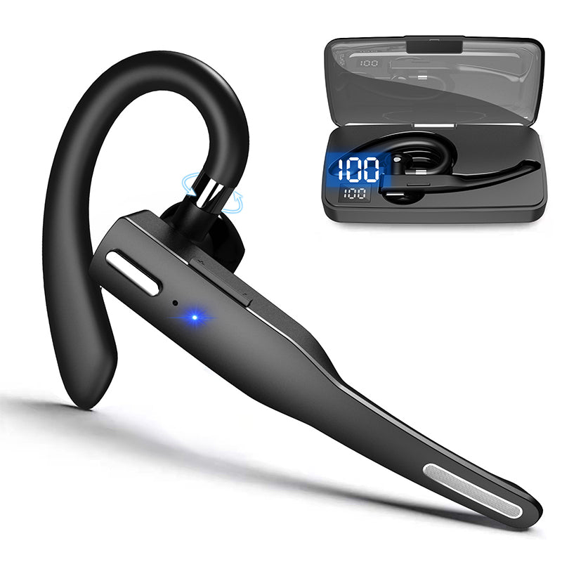 "Svarta trådlösa Bluetooth-hörlurar med brusreducering och HiFi-ljud mot vit bakgrund"